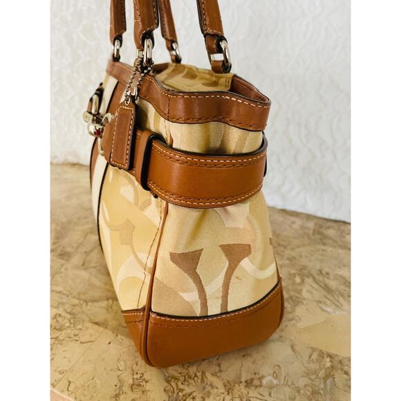 Coach Hampton op art tan/brown striped multicolored Carryall 13337 - Picture 4 of 10